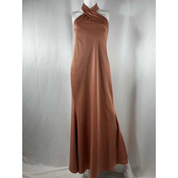 Bhldn 'Ruby' Pink Satin Charmeuse Dress Size 0 - Picture 2 of 4